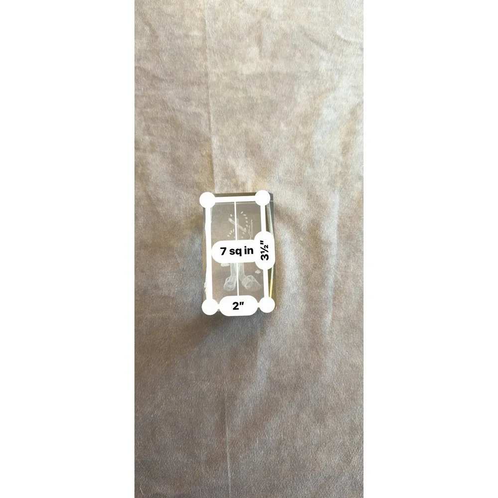 3D Laser Etched Cross & Praying Hands Crystal Glass Paperweight Home Or Office